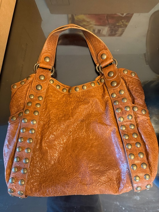 Kooba Handbags - Kooba Studded Leather Shoulder Bag in Cognac Brown